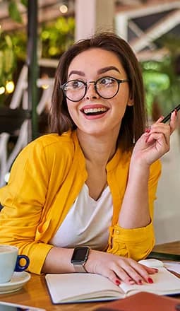 Student with documents
